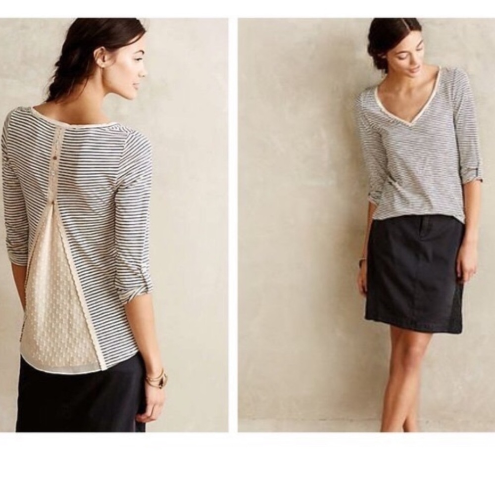Anthropologie Meadow Rue Cassia Lace Back Top, XS